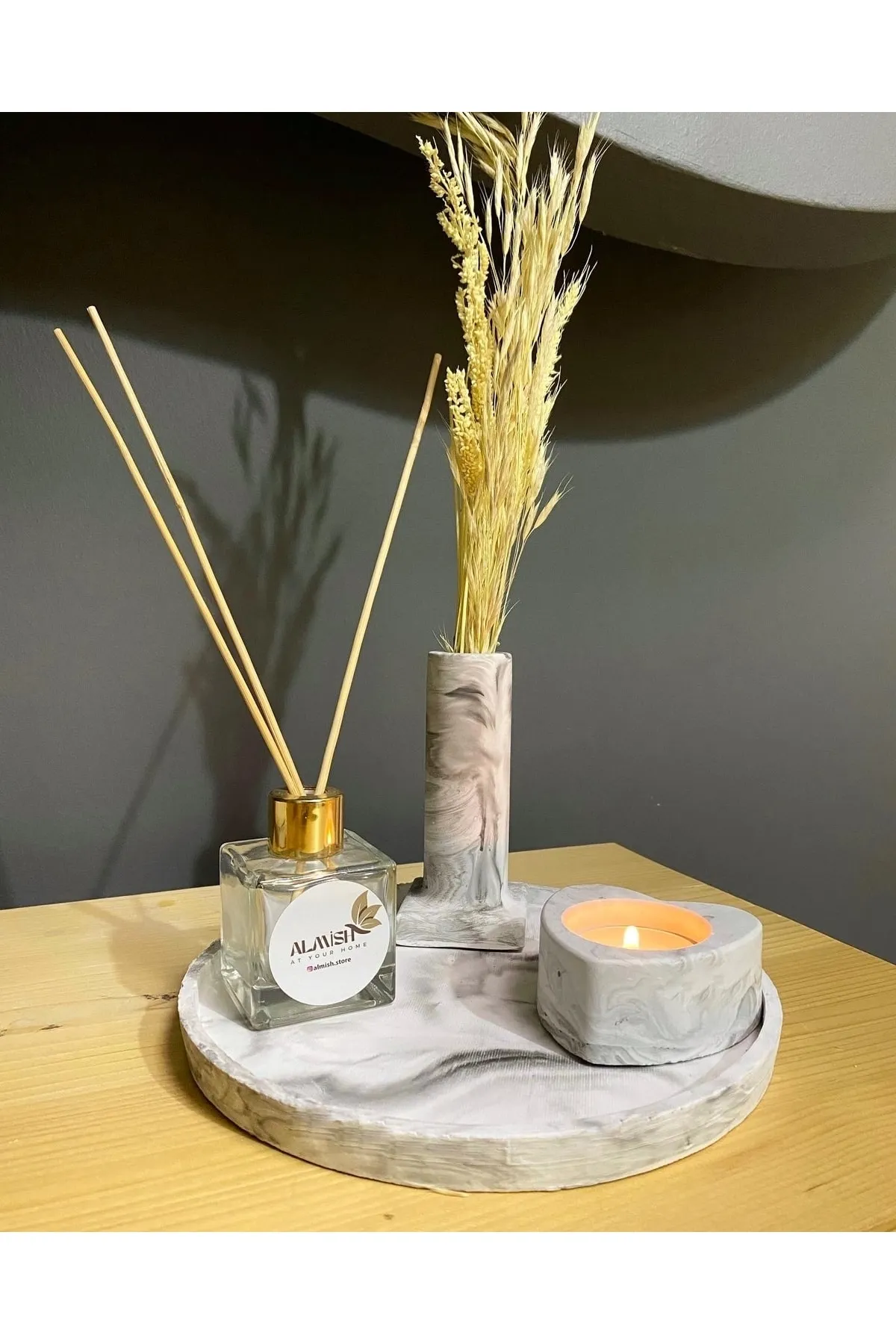 Dekoratif Beton Mermer Desen Oda Kokulu Set