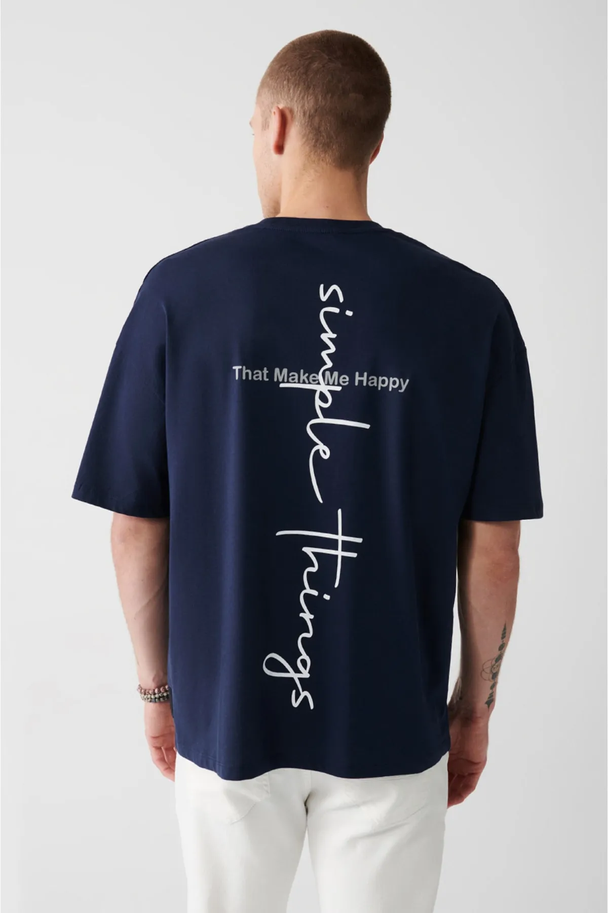 Erkek Lacivert  Oversize T-shirt